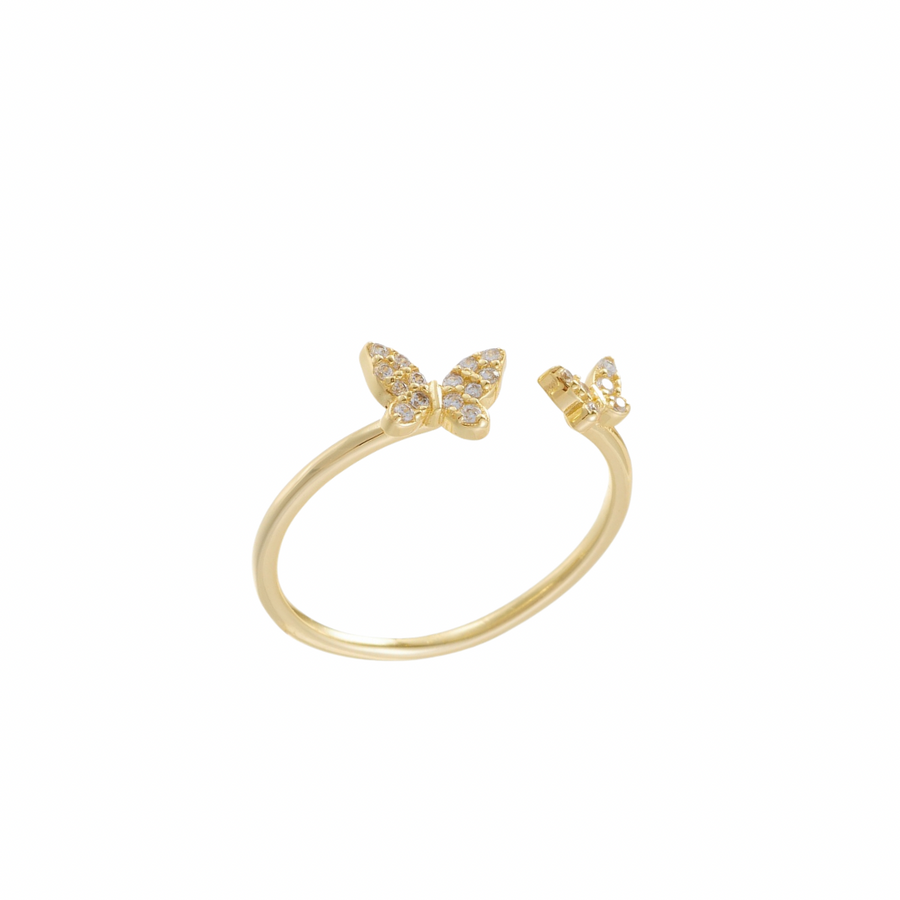 Butterfly pave ring