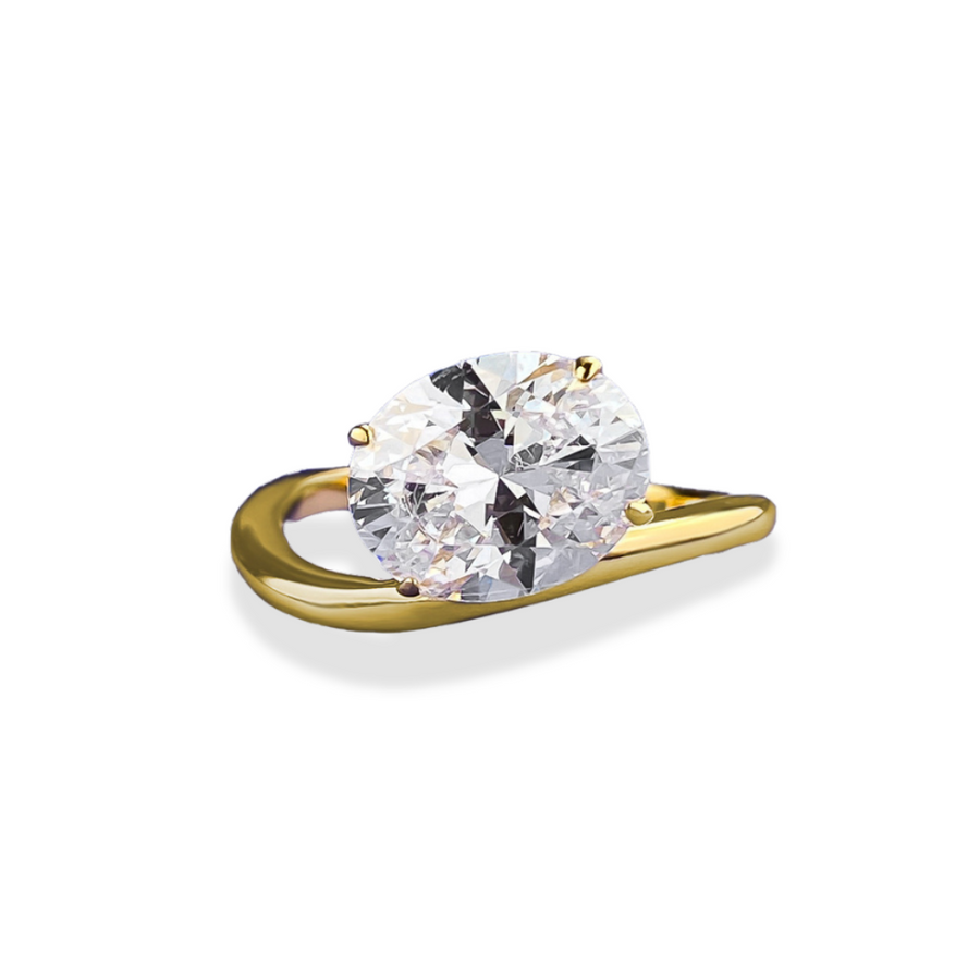 Solitaire wave ring