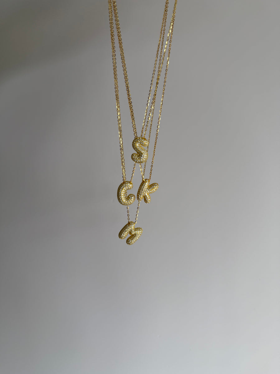 Bubble Pave Initial Necklace