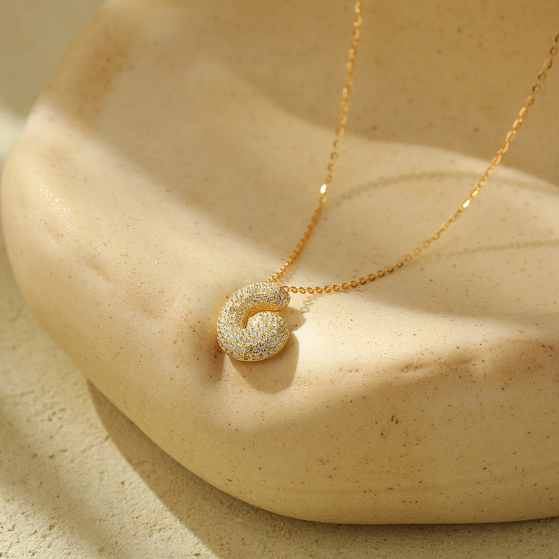 Bubble Pave Initial Necklace