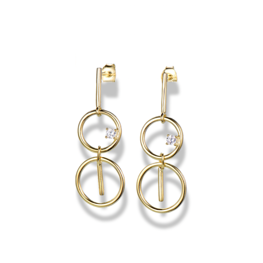 Double ring Moissanite stud earrings