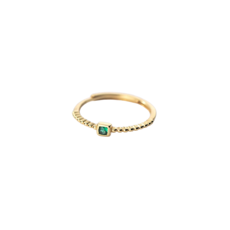 Dainty green stone ring