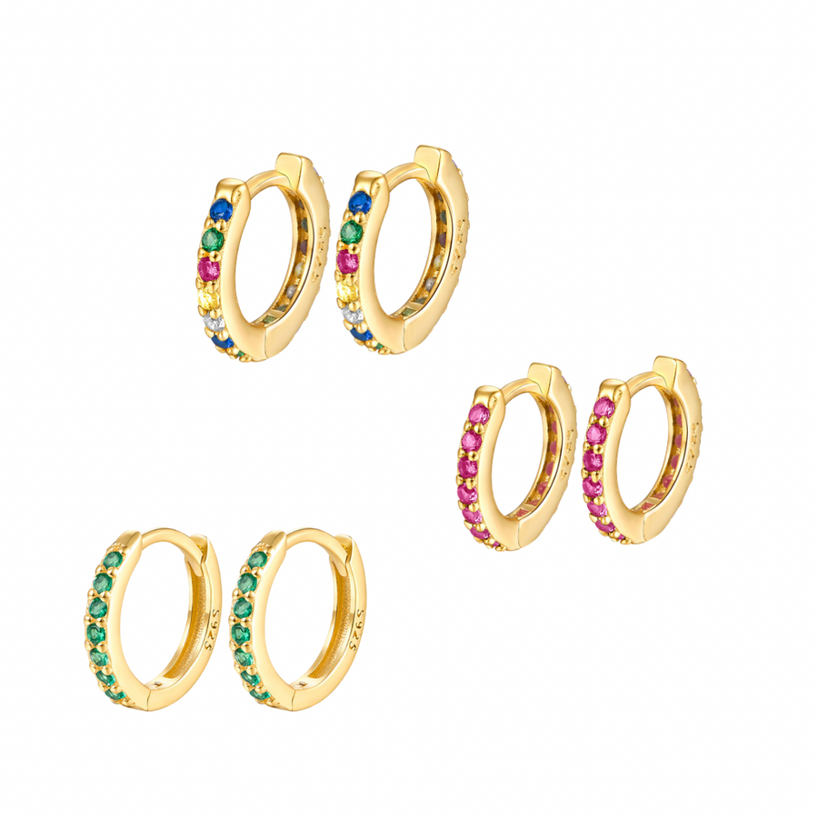Rainbow huggie hoop earrings