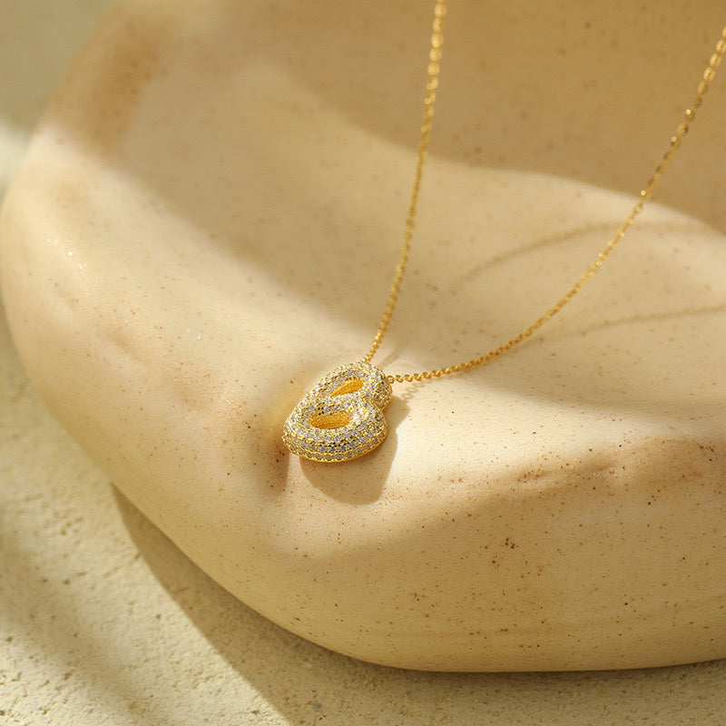 Bubble Pave Initial Necklace