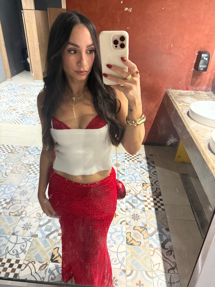 Red Lace Skirt Set *PRE ORDER*