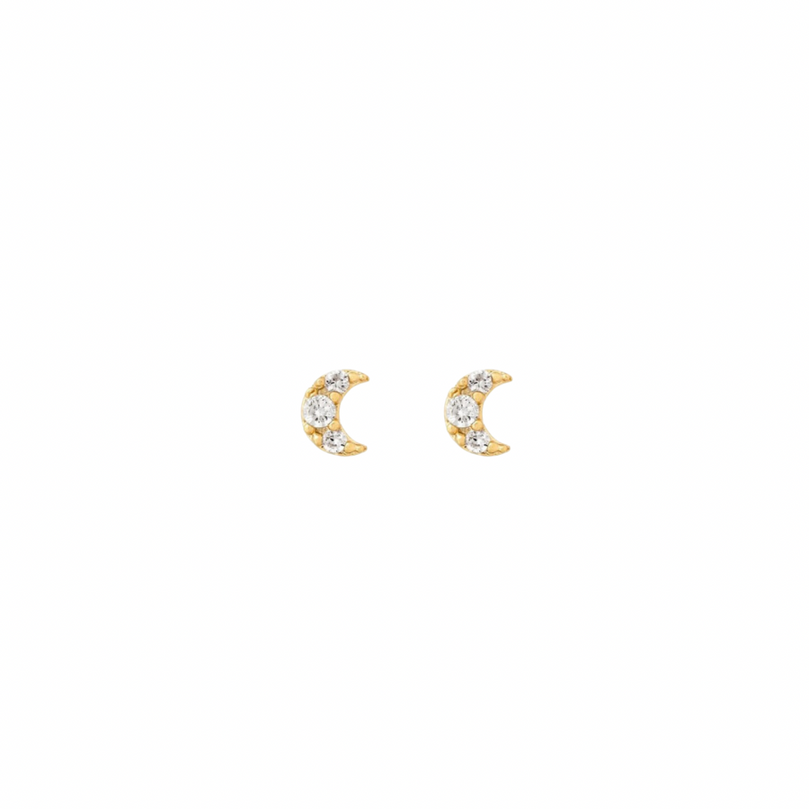 Moon pave stud earrings