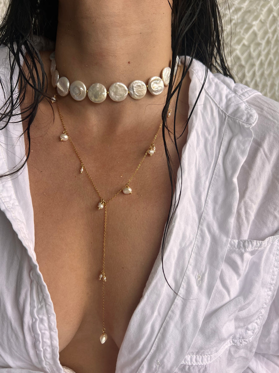 Pearl lariat necklace