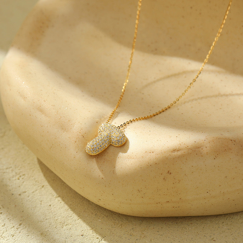 Bubble Pave Initial Necklace