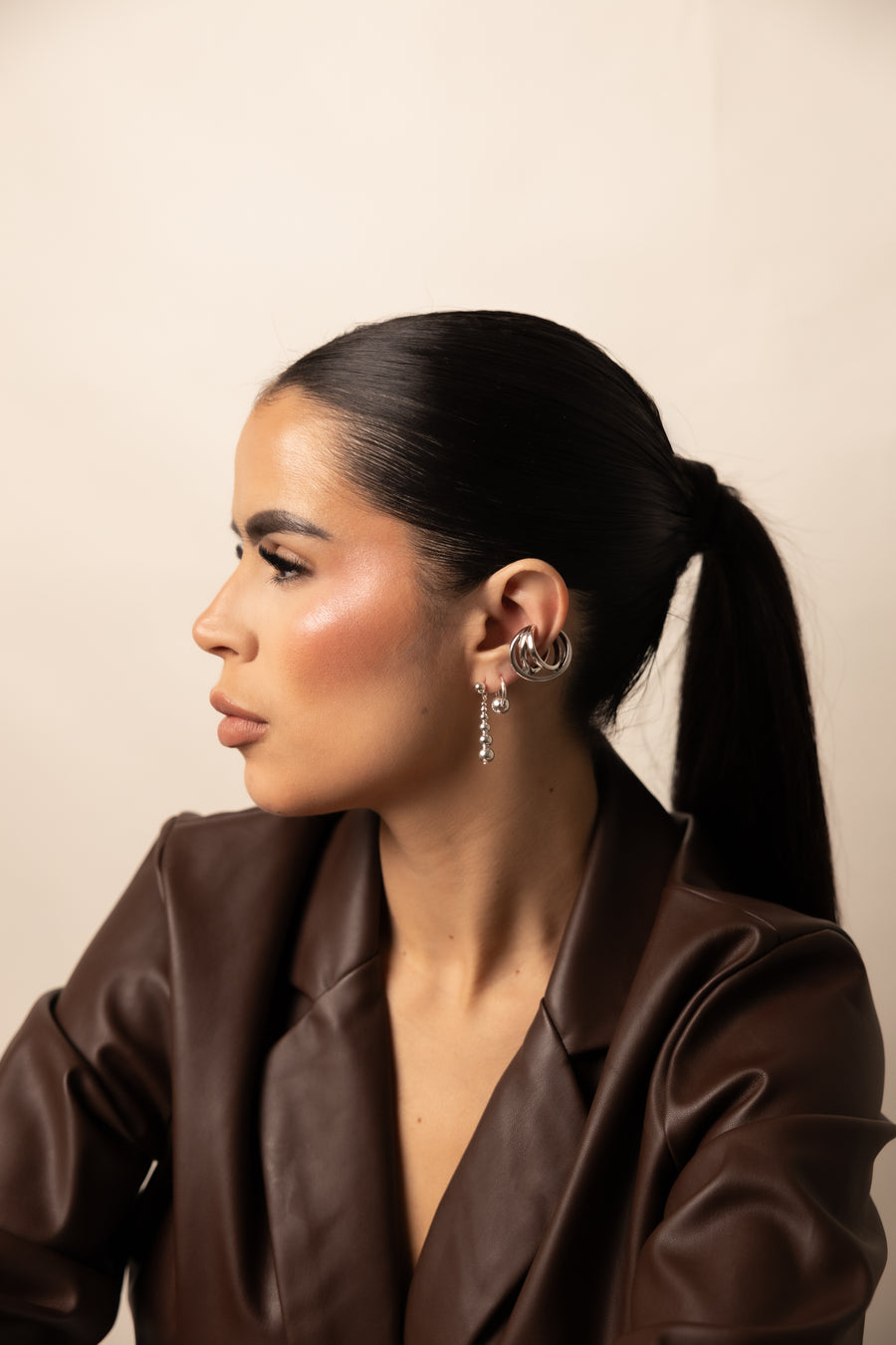 Beaded tassel stud earrings