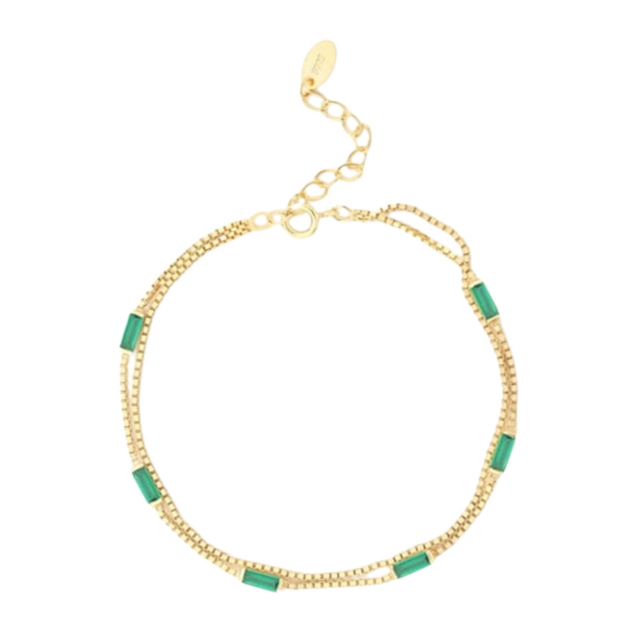 Dainty green stone bracelet