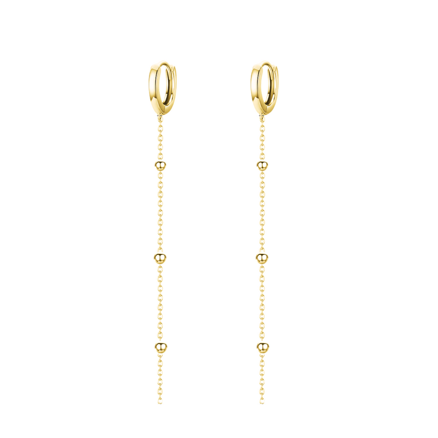 Beaded tassel huggie hoops