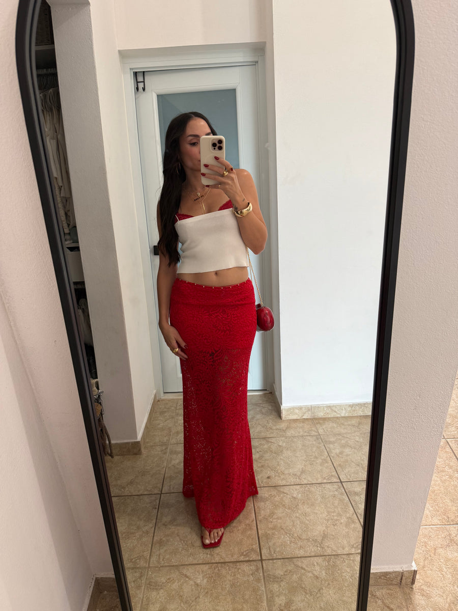 Red Lace Skirt Set *PRE ORDER*