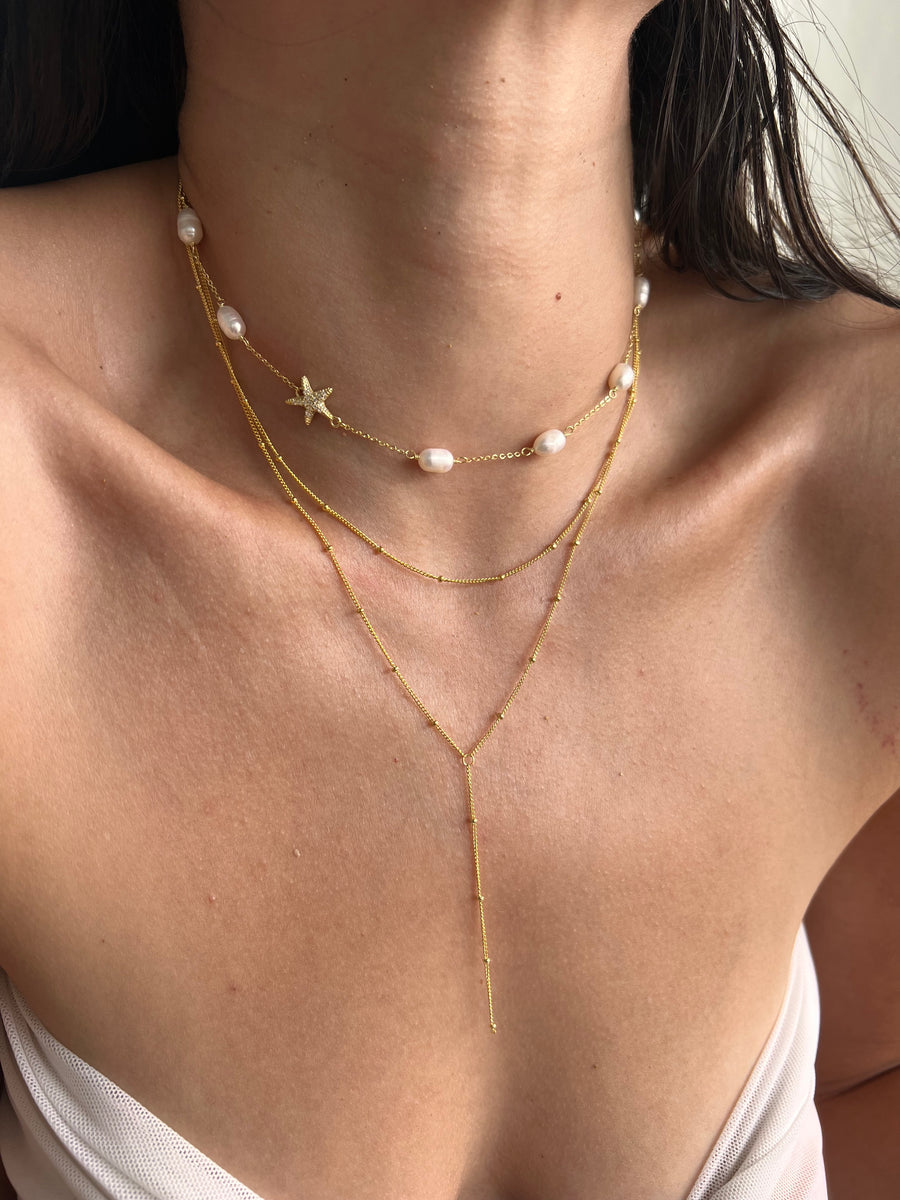 Dainty beaded lariat necklace