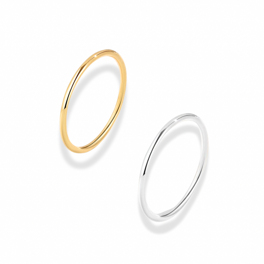 Slim stackable band ring