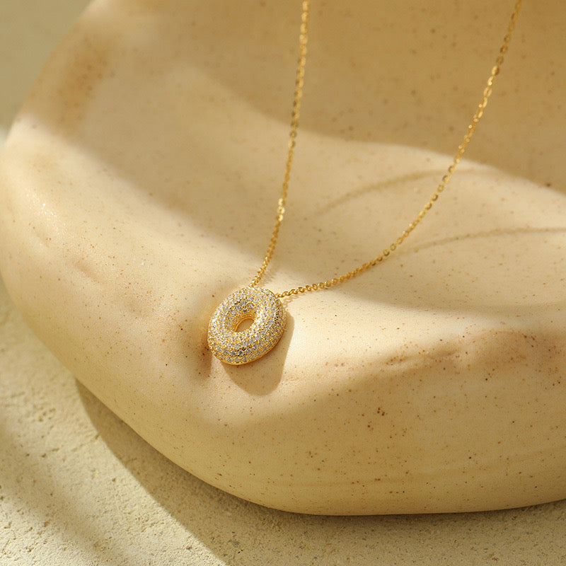 Bubble Pave Initial Necklace