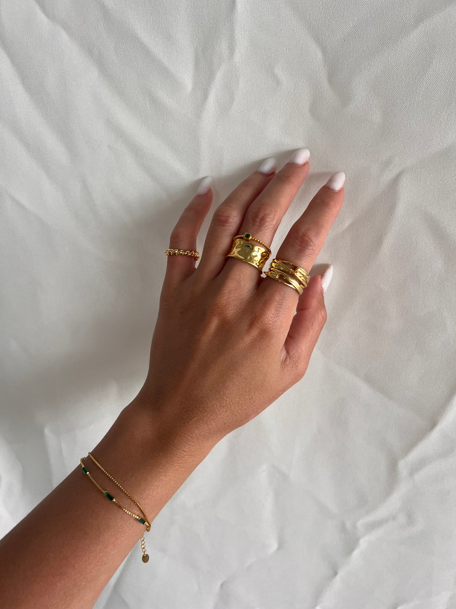 Dainty green stone ring