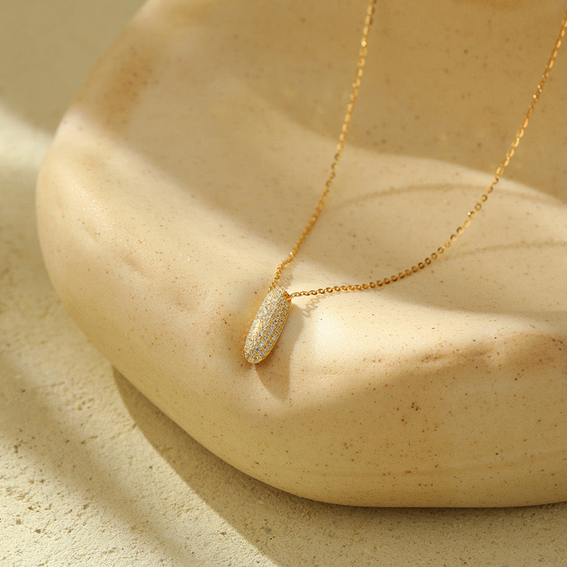 Bubble Pave Initial Necklace