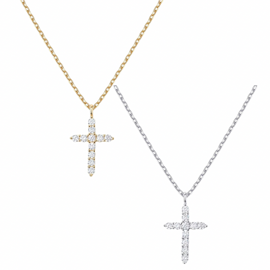 Cross pave necklace