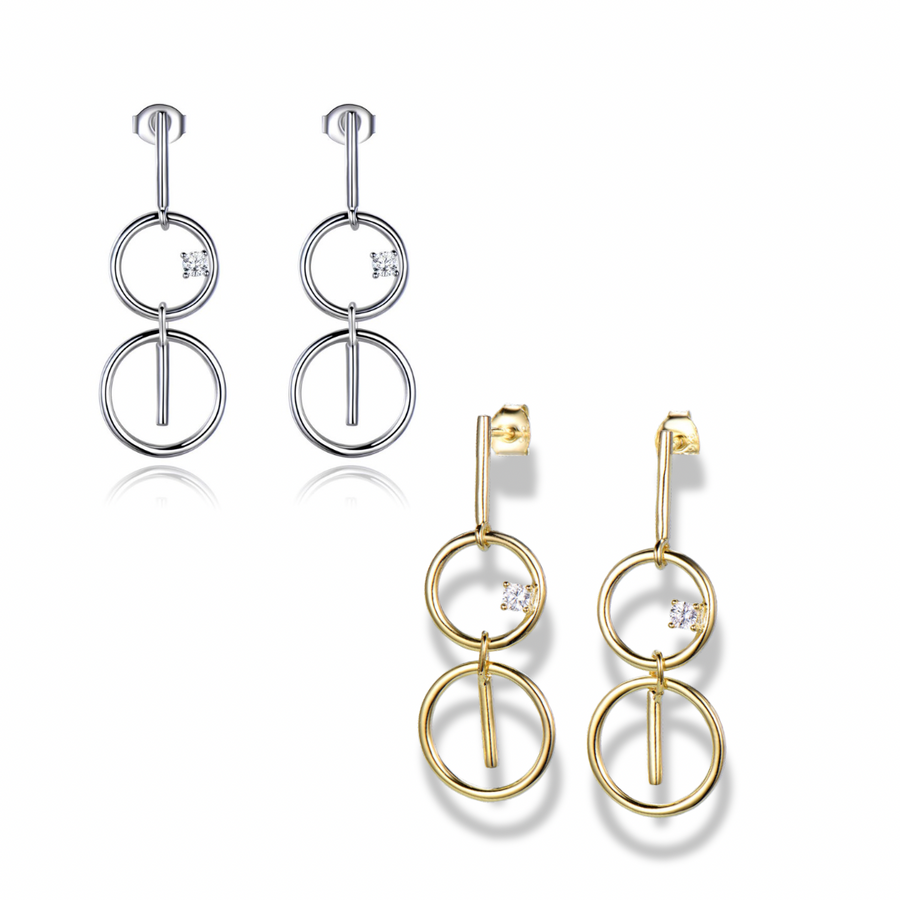 Double ring Moissanite stud earrings