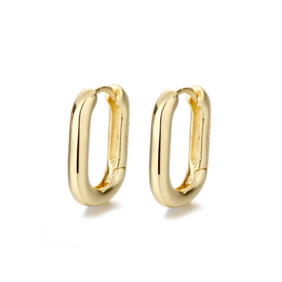 Rectangular chunky huggie hoop earrings