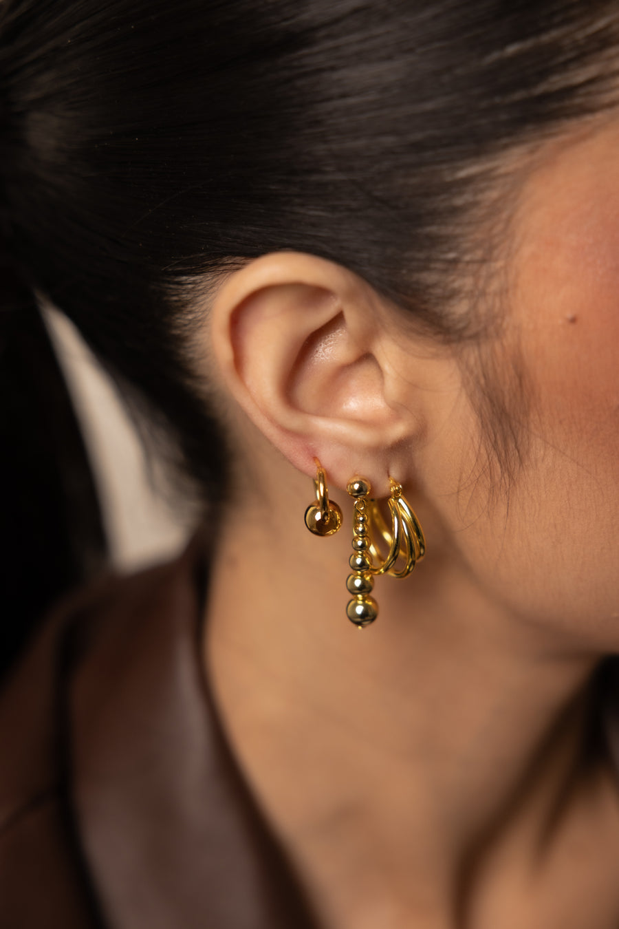 Beaded tassel stud earrings