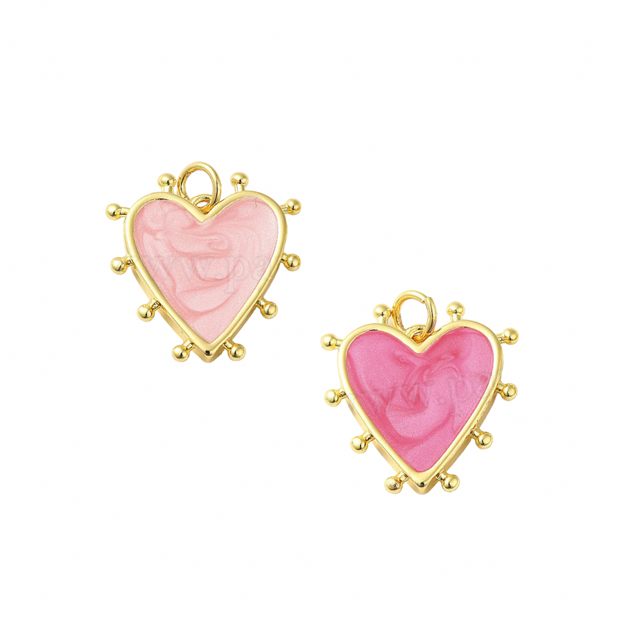 Pink marble heart beaded charm