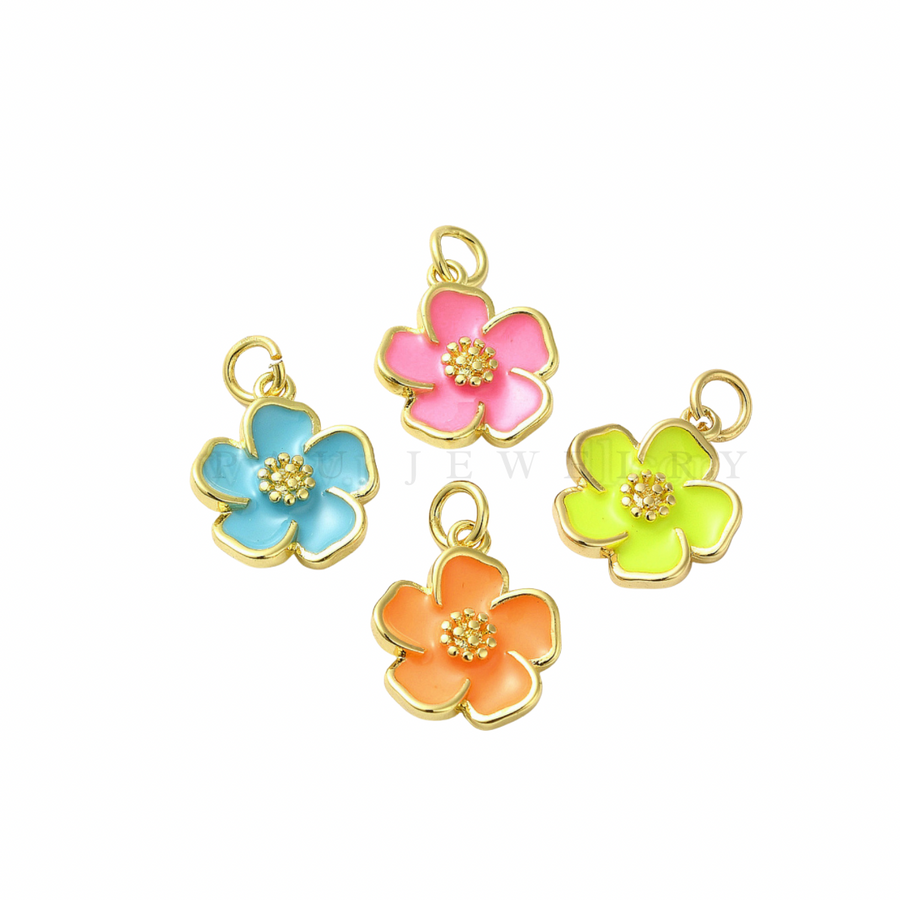 Enamel flower charm