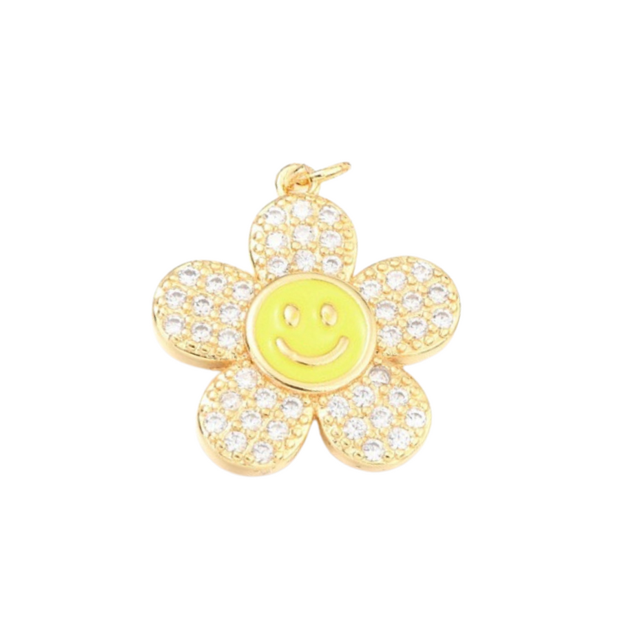 Smiley face flower charm