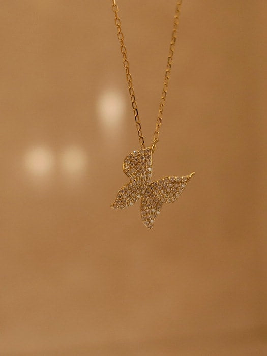 Butterfly pave necklace