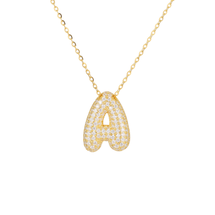 Bubble Pave Initial Necklace