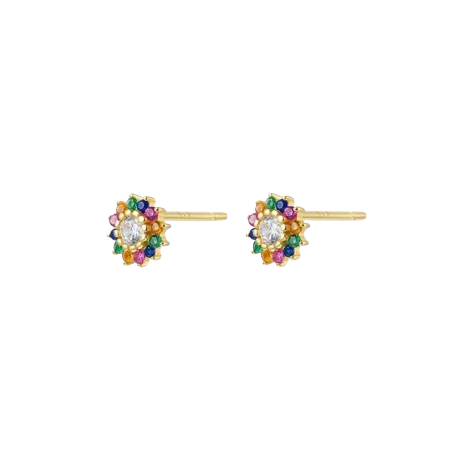 Rainbow flower stud earrings