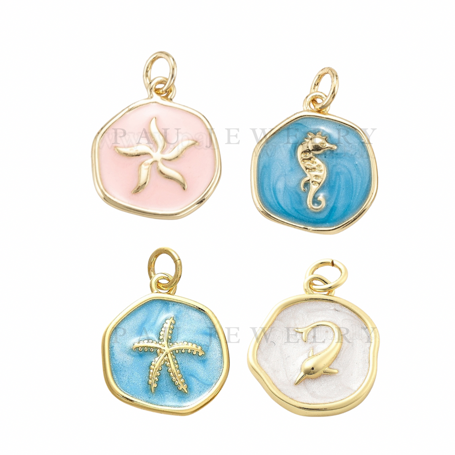 Enamel sea creatures charm