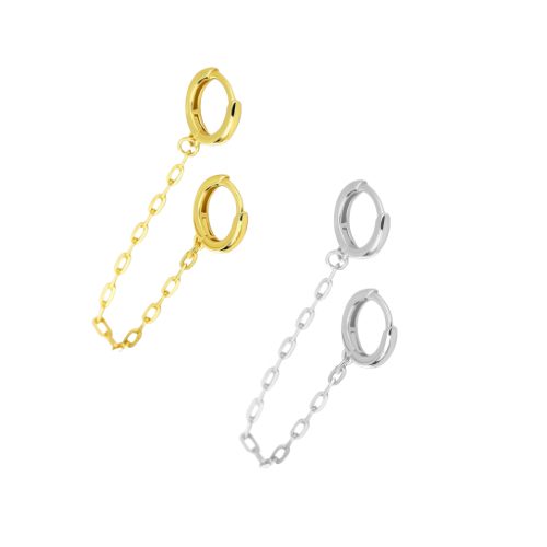 Minimalist chain tassel huggie hoops *ONE PIECE*