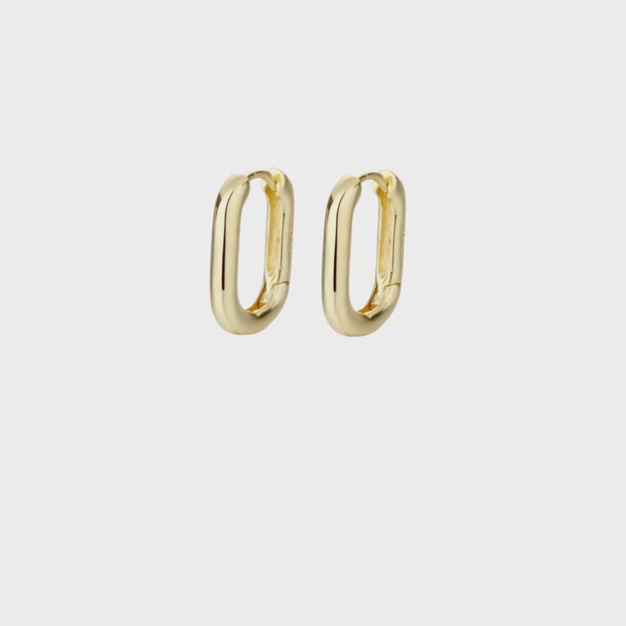 Rectangular chunky huggie hoop earrings